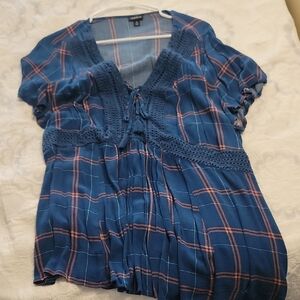 Blue Plaid Women's Top